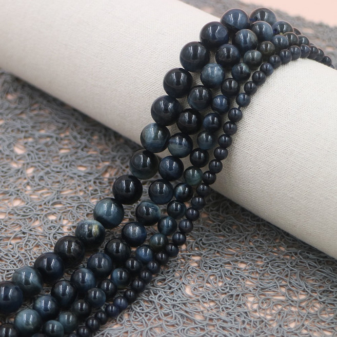 블랙 호안석 - 1줄 / 재물 금전운 원석 팔찌만들기재료, 8mm, 1개