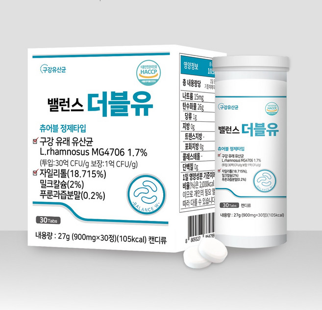 밸런스더블유 특허받은 구강유산균, 2개, 30정