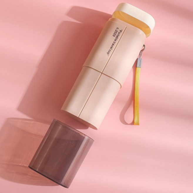 파스텔 휴대용 칫솔케이스 치약통 칫솔통 양치컵, 파스텔_핑크, 2개