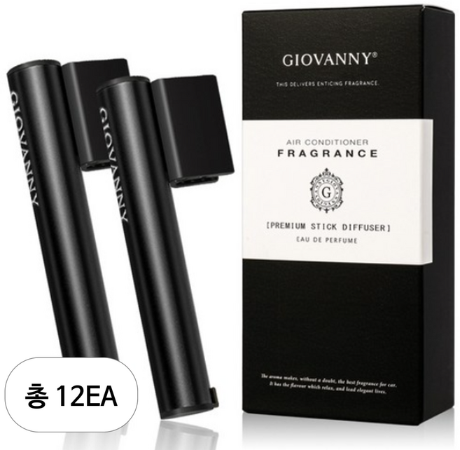 GIOVANNY 프리미엄 파워 스틱 차량용 디퓨저 5g 케이스 2p + 리필 4p, 아베피치, 12세트