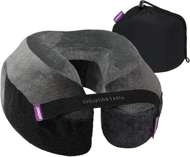 여행용 카보 베스트 넥 베개 에볼루션 어스 360 머리 목 턱 지지 기능 지속 가능한 메모리 폼 불