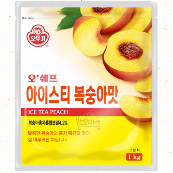 오뚜기 오쉐프 아이스티 복숭아맛 1kg 1개 자판기용 홍차 에이드 음료, 오뚜기 오쉐프 아이스티 복숭아맛 1 자판기용 홍차 에이
