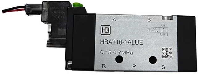 Hengbo 솔레노이드 밸브 HBA110-1ALUE/HBA210-1ALUE 공압 리버싱 세트 5 위치 양방향, 04 HBA210-1ALUE DC24V, 1개