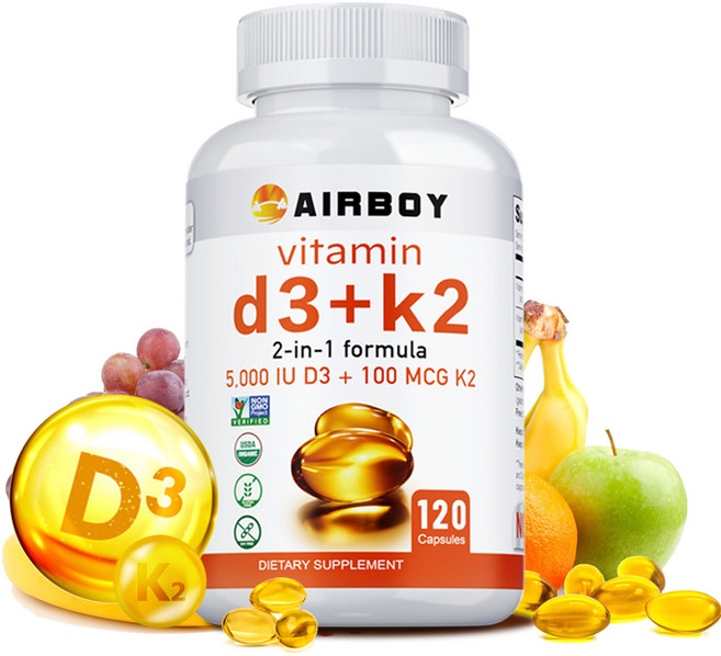AIRBOY 維生素 D3+K2 2合1配方 120粒, 120組