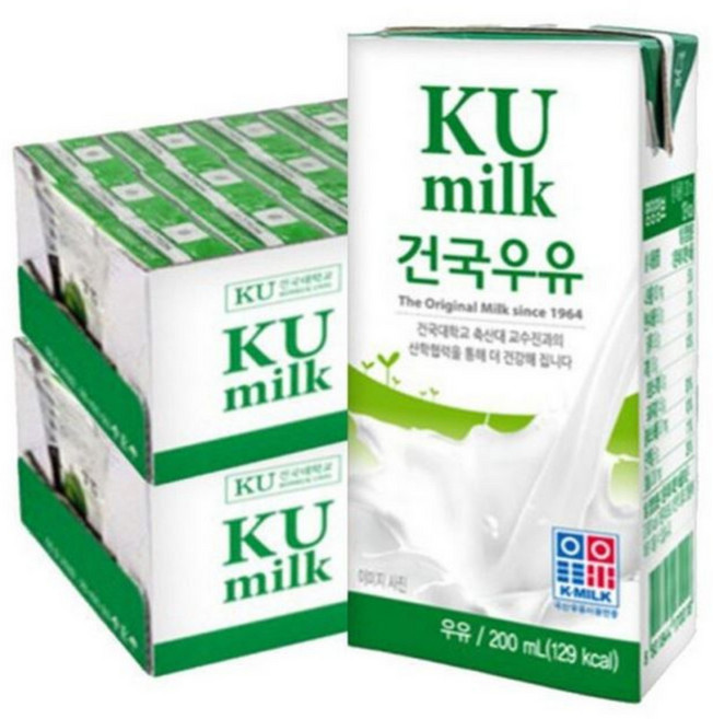 [건국우유] 멸균우유 200mL, 건국유업 건국우유 멸균우유 200ml 48개, 48개