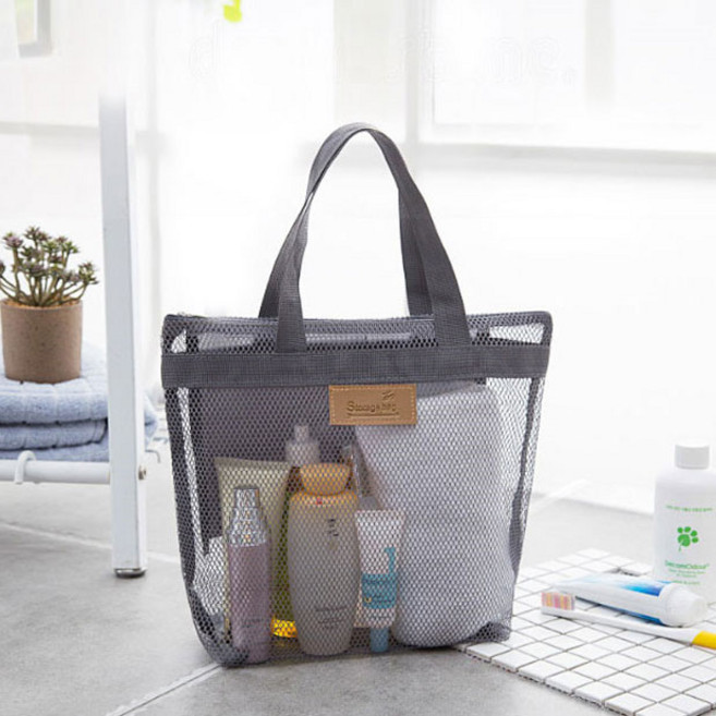 지아이니 메쉬 물빠짐 수영 목욕 가방, 그레이