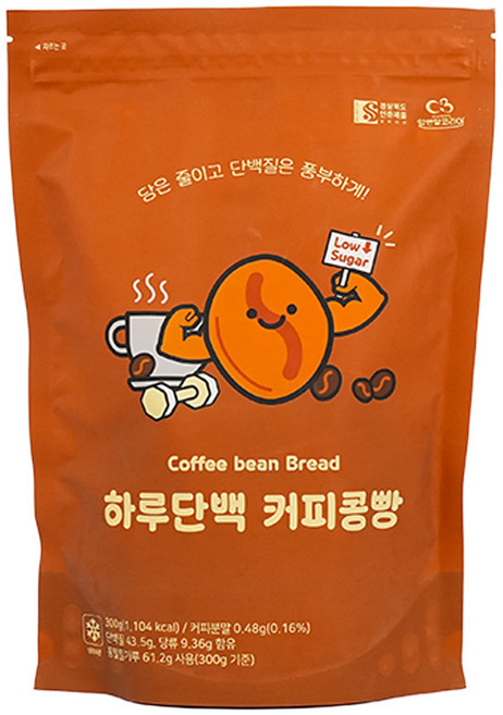 저당 고단백 커피콩빵 300g 대용량, 12개