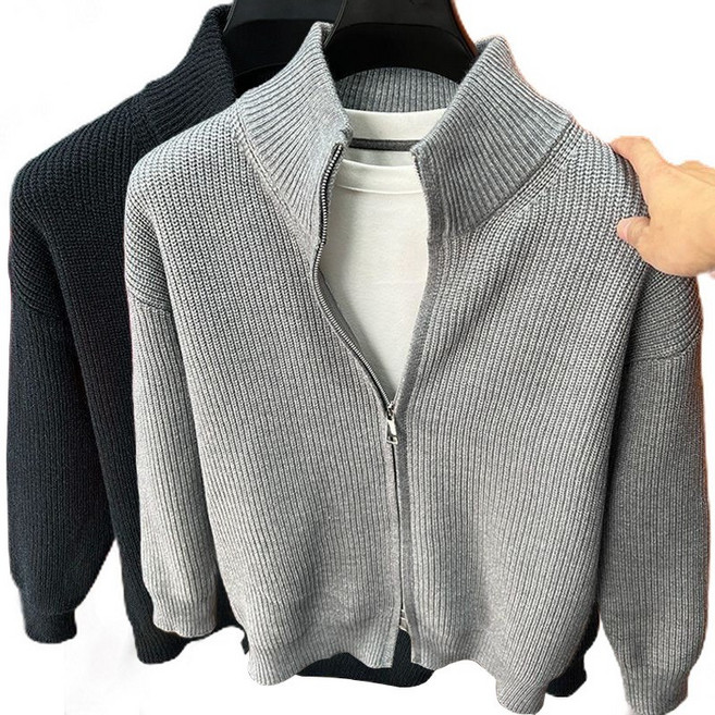 [하루마켓] 남성 루즈핏 골지 니트 집업 가디건 데일리 캐주얼 아우터