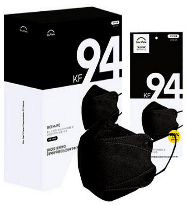 바이오셀프케어 KF94 마스크 중형 블랙 개별포장 50매x1박스, 50개입, 1개