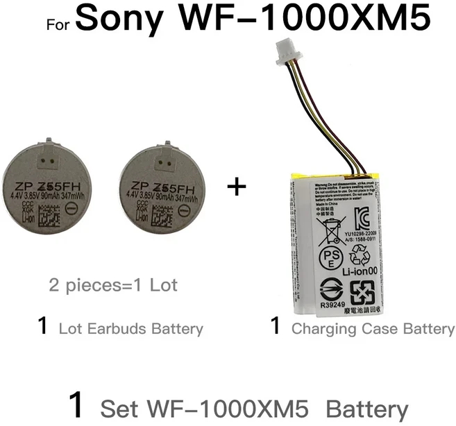 소니 WF-1000XM3 이어폰 충전 케이스 배터리용 ZeniPower Z55 교체용, 08 1 set XM5