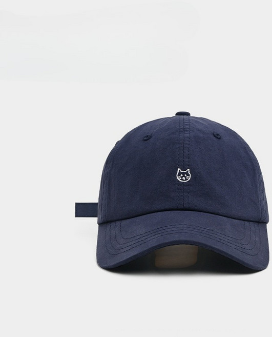 귀여운 고양이 자수 야구모자 얇은 소재 와이드 챙으로 얼굴 작아 보임