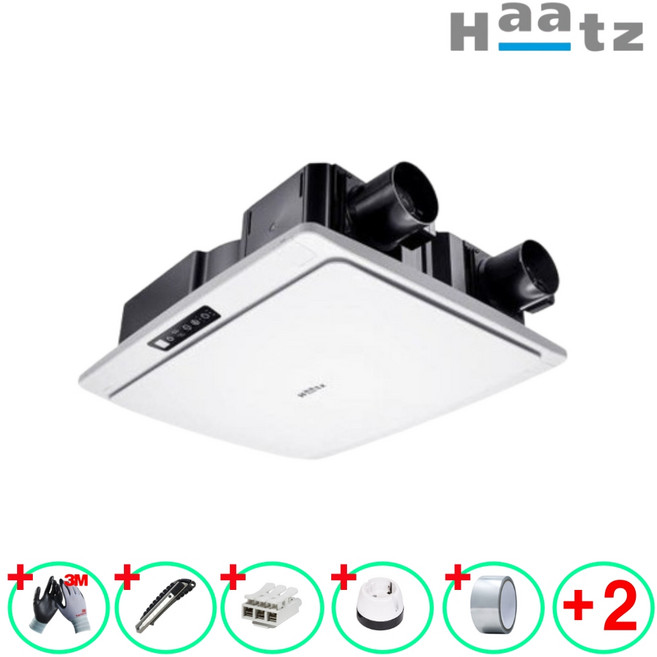 하츠 전열교환기 코나A HHE 80 100 120 환기청정기, 코나A(HHE-100/25평형), 줄자, 힘펠 방풍형후드캡 100파이 2개 아이보리