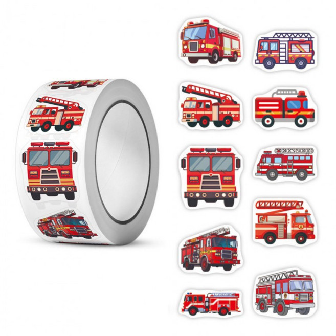 10종 소방차 스티커 꾸미기 500pcs, 1세트, 혼합(S6192) 500PCS