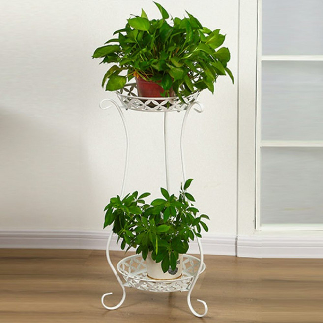 YF 화분받침대 철제 화분정리대 진열대 화분 선반대 거실 베란다 화분대, S-화이트, 2단