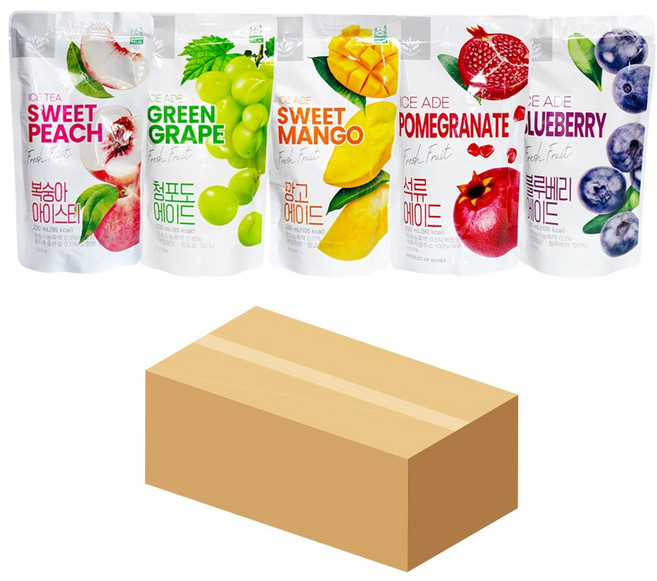 밸런스그로우 편의점 에이드 50P (복숭아+청포도+망고+석류+블루베리), 230ml
