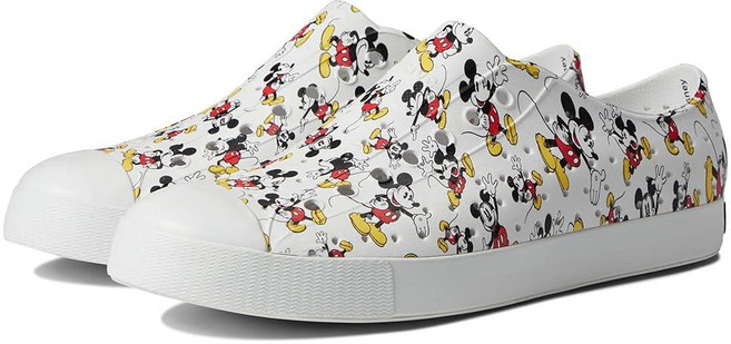 Native 여성용 제퍼슨 패션 스니커즈 쉘 화이트/쉘 화이트/미키 올 오버 프린트