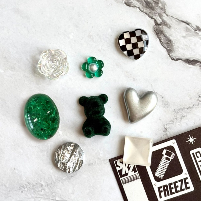 앤체인 냉장고 강력 미니 자석 8P 세트 5종 스톤 원석 곰돌이 네오디움, 5. 그린 벨벳 베어 꽃