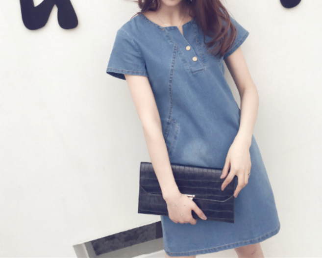 위니 데님 원피스 여성 캐주얼 미니 스커트
