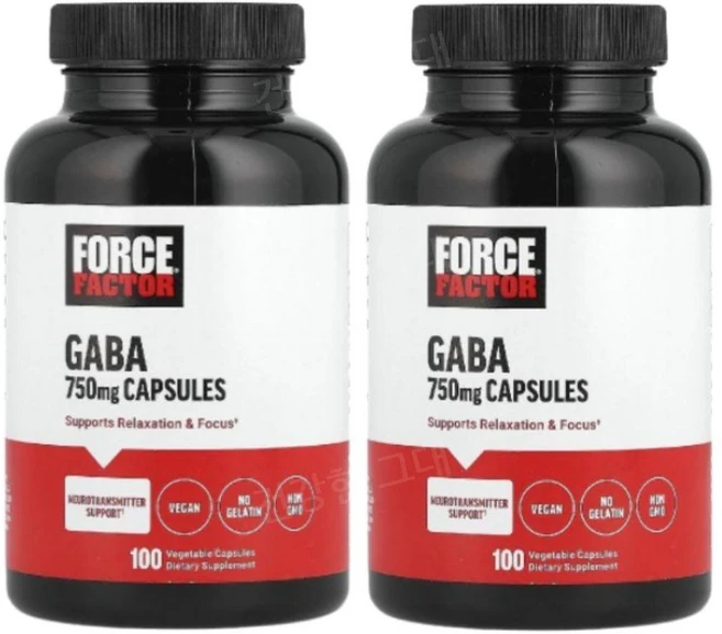 ForceFactor GABA 가바 750mg 100캡슐 2개 감마 아미노뷰티르산, 100정 - 쿠팡