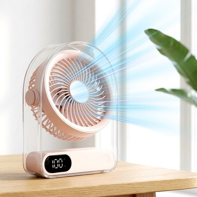Darlisex 탁상용 선풍기 무선 에어서큘레이터 무소음 써큘레이터, 핑크색