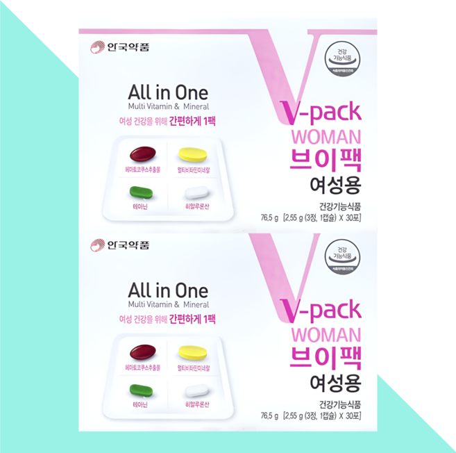 안국약품 브이팩 여성용 올인원 영양제 30포X3개, 30정