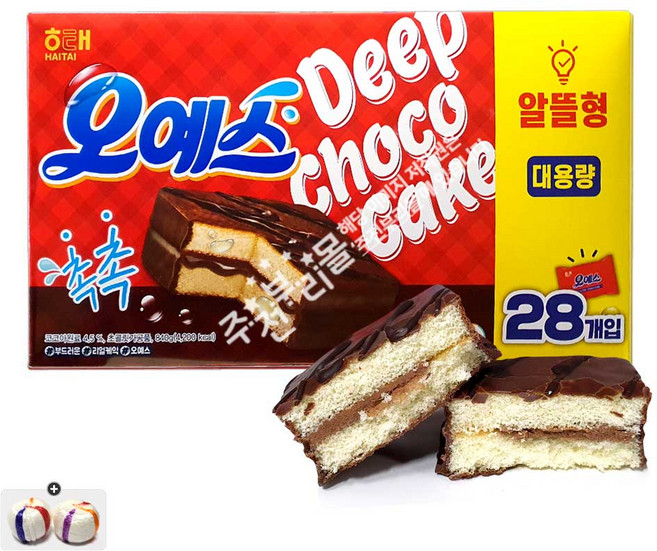해태 오예스 알뜰형 대용량(28개입) x 1통+자색옥춘사탕 20g 세트, 840g, 1세트