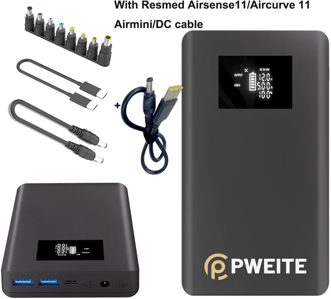 CPAP 배터리 팩 파워뱅크 DC 출력 12V 19V 24V 3.75A 2.5A 파워뱅크 레스메드 S9 에어센스 10 에어커브 10, 04 With  S11 cable, 01 중국