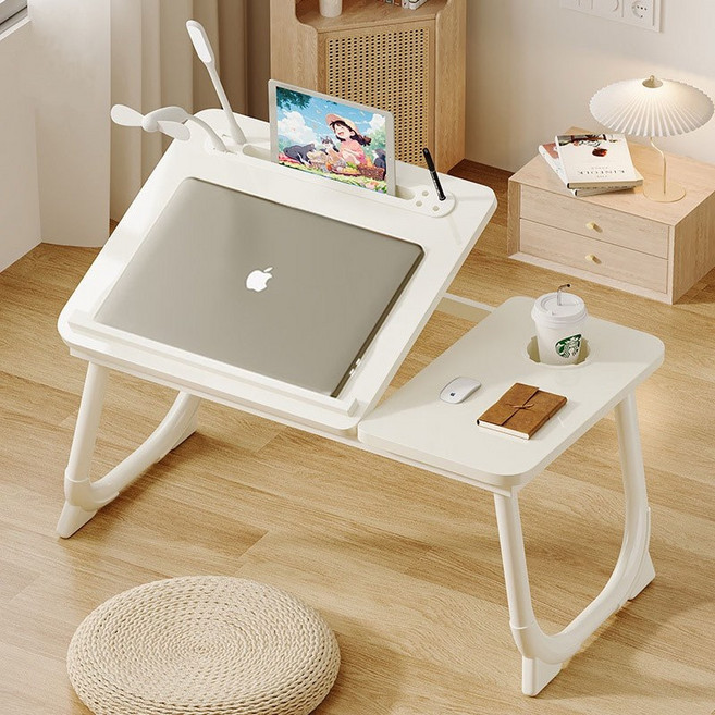 Hengcang 각도조절 접이식 침대테이블 다목적 침대책상 베드트레이, 화이트