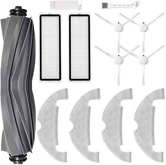 호환 드리미 D10 Plus Gen 2 (RLD32GD) 소모품 1 메인 브러시 4 사이드 브러시 2 HEPA 필터 4 걸레 소모품 대체 액세서리, 1세트, 13 개