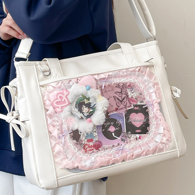 이타백 데코가방 콘서트가방 DIY 굿즈수납 뱃지 투명창 대용량 여자 크로스백 핸드백 숄더백 TB2330