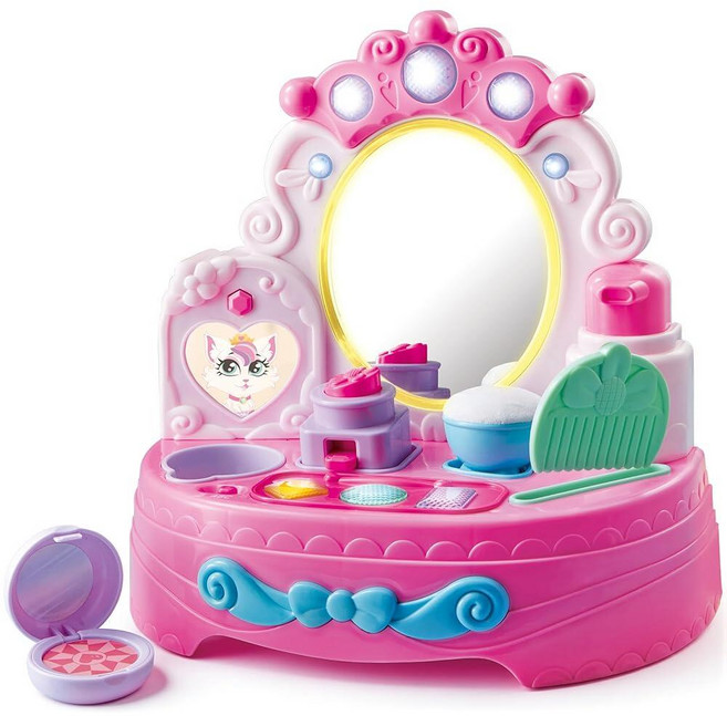 Lalalark 유아 화장대 아기 거울 장난감 40개 이상의 사운드와 음악이 있는 인터랙티브 역할 세트 뮤지컬 배우기 6개월 이상 1 2 3세 아동용 크리스마스 생일 선물 24