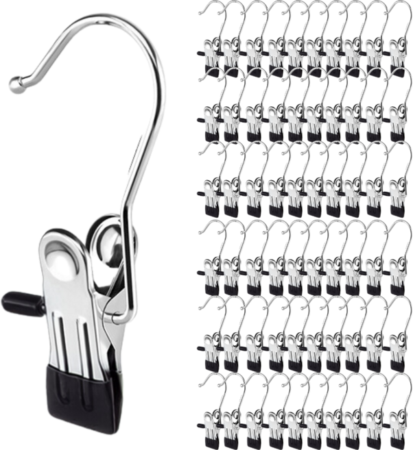 Mirsh 논슬립 코팅 바지걸이 집게, 60개, 블랙