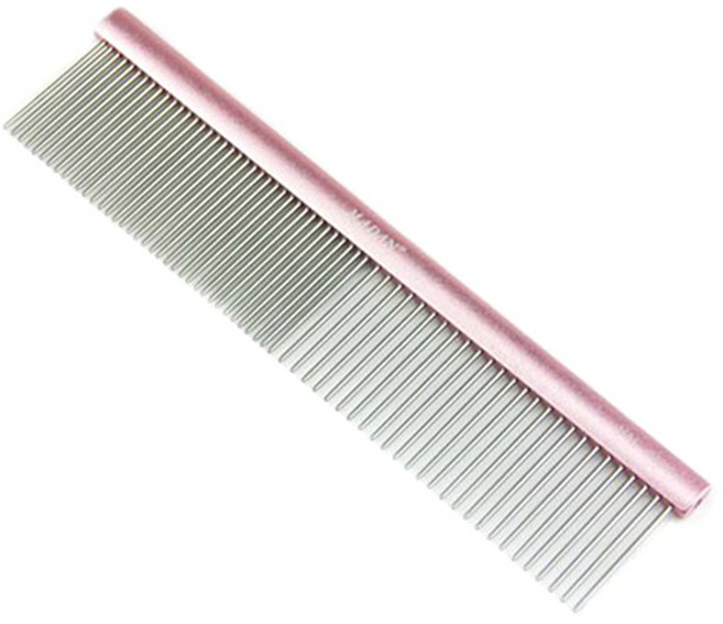 MADAN 마단 7.5인치 칼라 듀얼콤 일자빗 MAC-190V 파인/코스콤 칼라콤 콤빗 마단브러쉬 비숑빗 엉킴방지빗 마단빗, Matted Pink, 1개