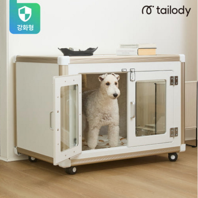 강아지방음부스 테일로디 케어펫 뮤트 스퀘어(강화형) 반려동물의 쾌적하고 아늑한 방음하우스, 1개, 화이트&다크 그레이