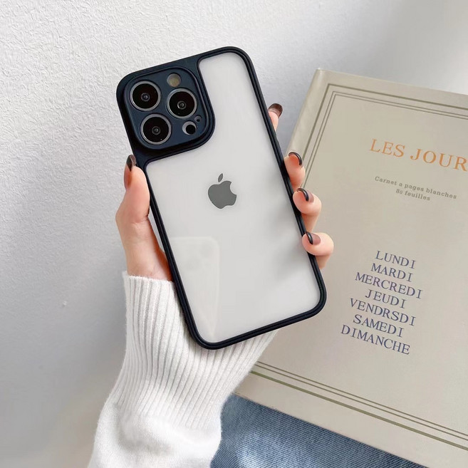 쁘띠마켓 파스텔 프레임 아이폰 투명 범퍼 풀커버 하드 케이스