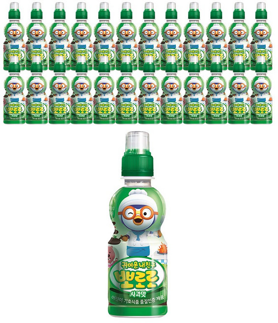 뽀로로 어린이 음료 9종 샘물 누룽지차 보리차 샤인머스캣 사과 블루베리 바나나 밀크 딸기, 24개, 235ml