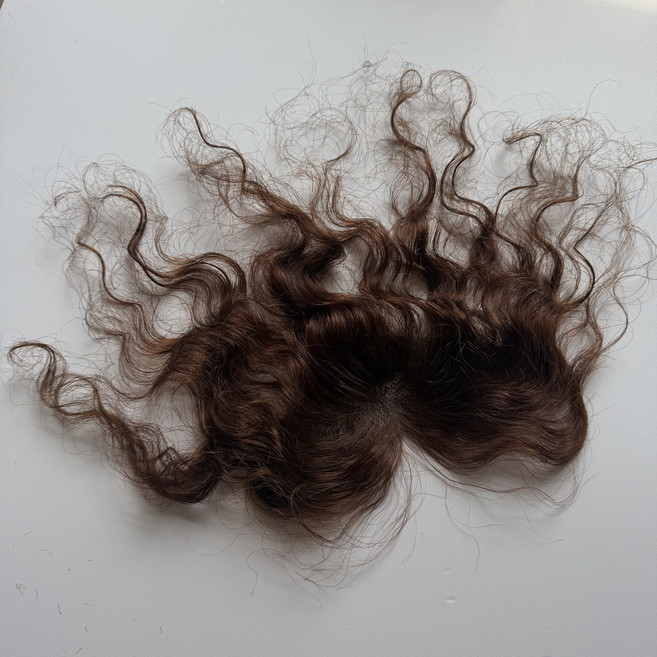 샤일리 여성 정수리 탈모 커버 웨이브 정수리 부분가발 뽀글머리, 브라운+가르마타입, 1개