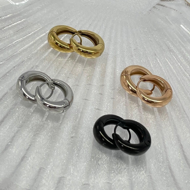 써지컬 스틸 316L 물방울 원터치 링 귀걸이 3size 4color