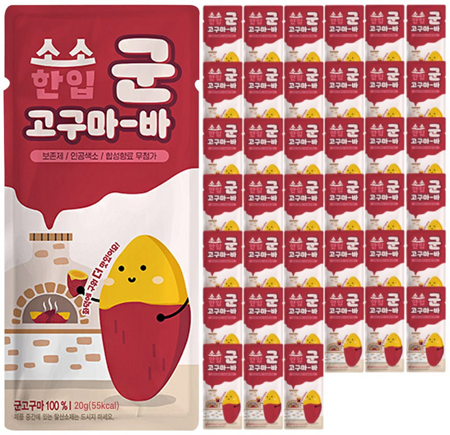 화덕에 구운 촉촉 군고구마바 고구마100% 간편 말랭이 스틱, 20g, 40개