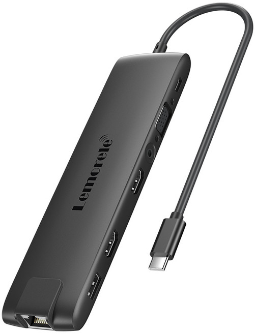Lemorele 13in1 USB C 허브 도킹스테이션 4K HDMI USB3.1 10Gbps VGA 100W PD 기가비트 이더넷 멀티 어댑터, TC96, 1개, TC96