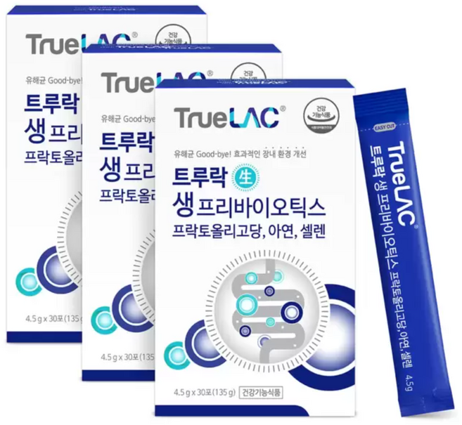 휴럼 트루락 생 프리바이오틱스 30포 x 3박스 직장인 유산균 장건강 FOS, 3개, 135g
