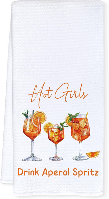 Qnhiji Aperol Spritz 선물 키친 타월 칵테일 애호가를 위한 주방 장식용 티 남성 화장실용 핸드 16x24 인치, Coffee