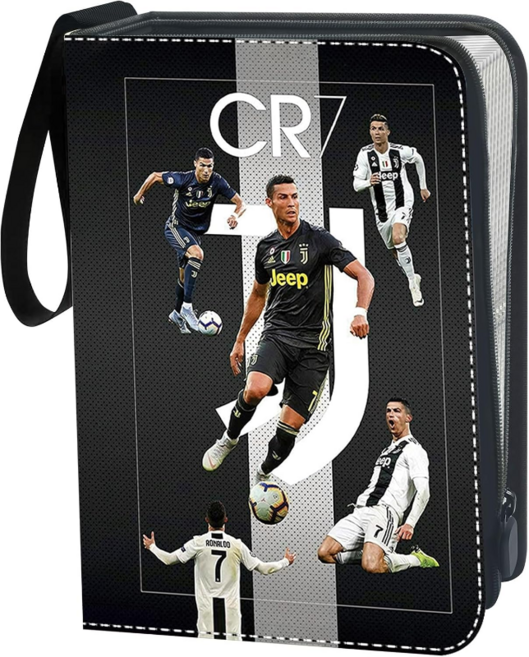 대용량 축구 카드 앨범 보관함 축구 카드 스크랩북 게임 카드 수집 앨범 440장 포카 바인더, 블랙 440