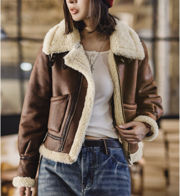 여성 파일럿 숏 패딩 터틀넥 스웨이드 라이크 스웨이드 도톰 점퍼 코트 추동 B3-BOMBER JACKET FXYH2502095