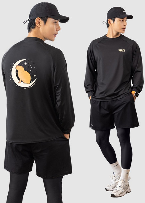 남자 루즈핏 래쉬가드 상의 + 반바지 레깅스 하의 수영복 비치웨어 세트