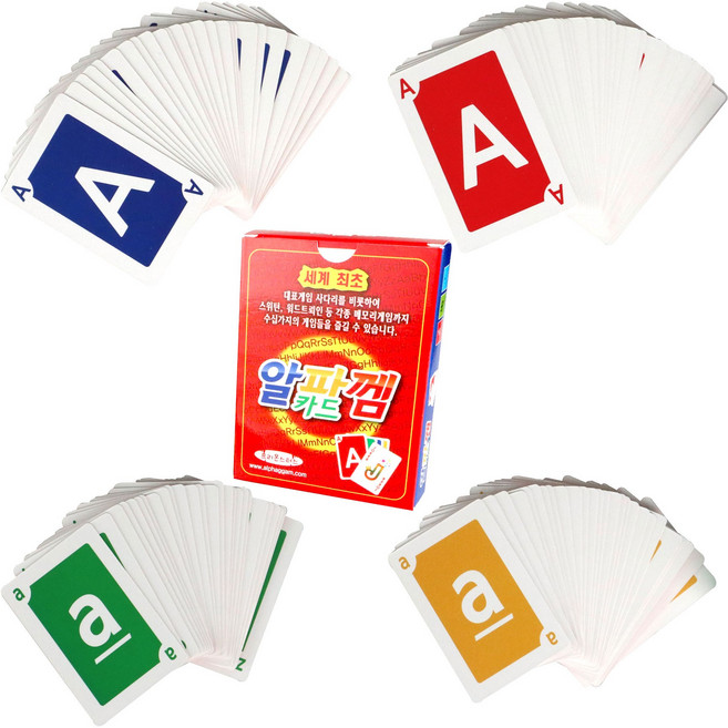 알파껨카드-영어 시작은 영어 놀이로 영어 교육 필수 아이템 파닉스 교구 만능 알파벳카드, 1개, 4색카드