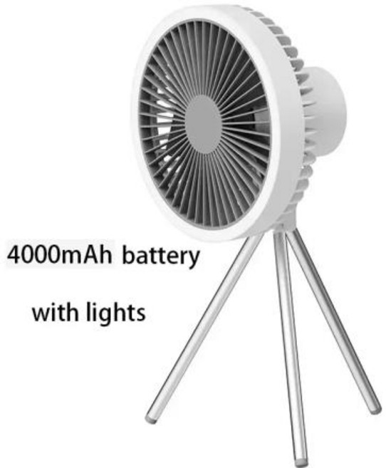 강력한 캠핑용 선풍기 가성비선풍기 10000mAh 휴대용 팬 홈 야외 캠핑 LED 조명 삼각대 스탠드 데스크탑 보조베터리 무선 천장 전동 팬 야외 포터블, 3) 4000mAh White