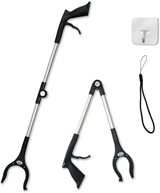 잡아바 접이식 다용도집게 청소 플로깅 신발 쓰레기 집게, 검정색, 1개