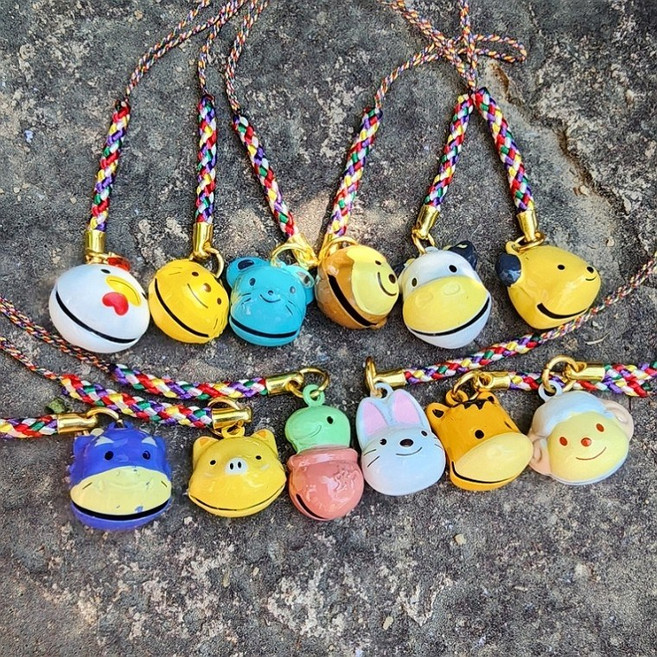 12지신 띠별동물 방울 키홀더 오색실 풍수소품, 용