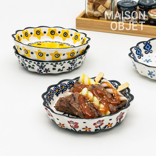 프라카 폴란드풍 도자기 프릴찬기 중 2P, 리프가든+레드팬지, 1개